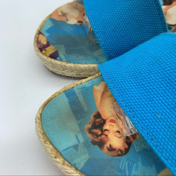 Jeffrey Campbell Western Lady Novelty Print Espadrille Lace Up Ankle Wedges Sz 9 - Picture 8 of 15